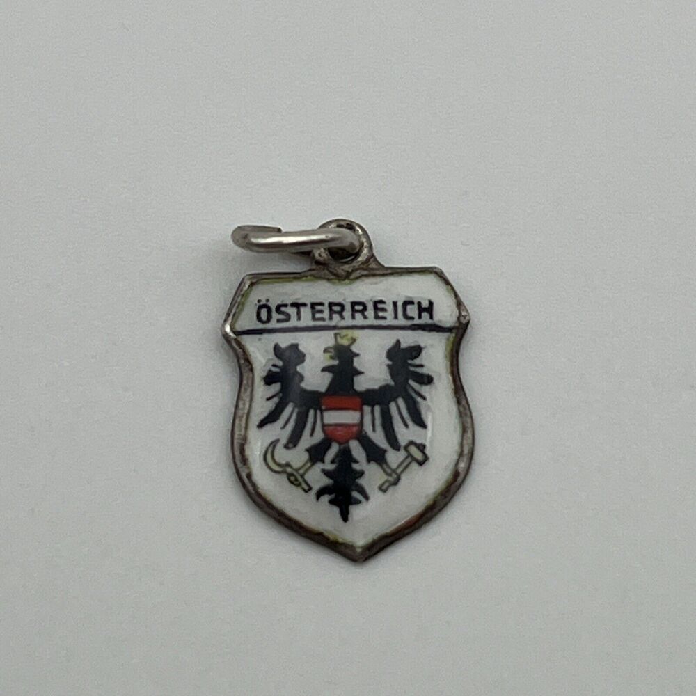 Vintage Sterling Silver & Enamel Osterreich Austria Coat of Arms Shield Charm